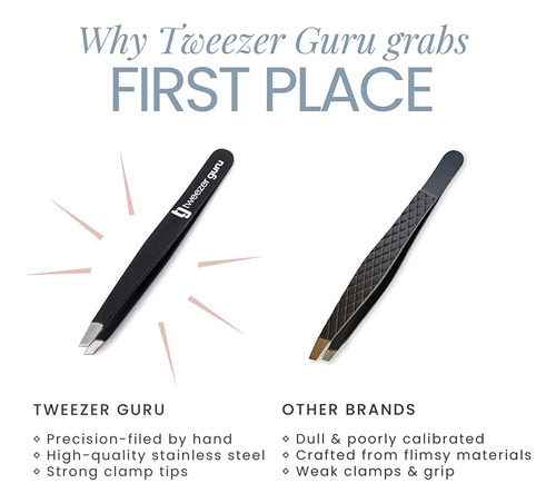 Tweezers Tweezer Guru Slant Pointed Precision Black Para Muj