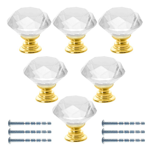 Akstore 6 Pomos De Cristal Para Gabinetes De 1.18 Pulgadas .