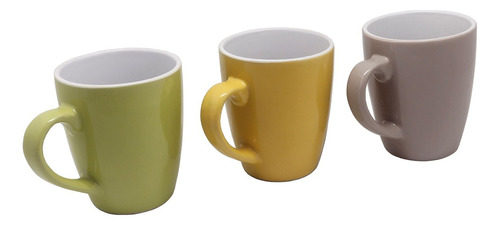 6 Tazas Lisa Grande Para Café Y Te Cerámica Colores 360ml Color Variado Liso