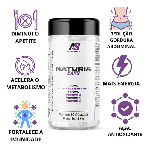 Suplemento Emagrecedor Naturia Caps 60 Cápsulas Kit 2 Potes Sem Sabor
