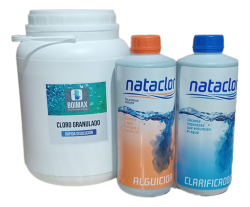 Cloro Granulado 4kg+ Alguicida 1l +clarificante 1 L Nataclor