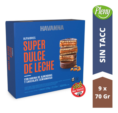 Alfajor Havanna Super Dulce De Leche 9 Unidades - Sin Tacc