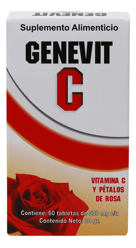 Genevit C Vitamina C + Pétalos De Rosa 60 Tabletas De 500 Mg Sabor Sin Sabor