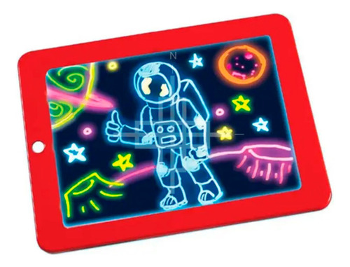 Lousa Tablet Pad Mágico Com 6 Canetinhas Coloridas Neon 3d