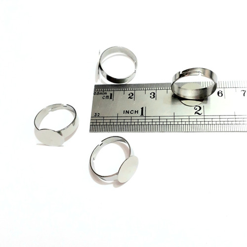 12 Anillos De Acero Hipoalergenico Con Base De 12mm