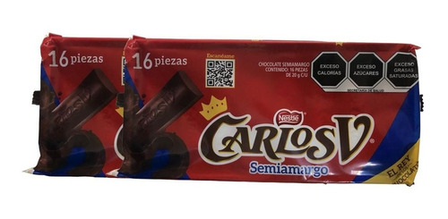 Carlos V Chocolate Semiamargo 32 Pz 20 G C/u E