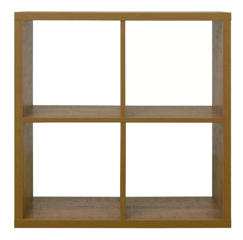 Estantería Liberero Minimalista De Madera Mdf 4 Cubos Nogal
