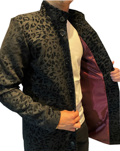 Imagen 2 de 3 de Saco De Paño Tapado Negro Con Diseño Hombre Calidad Premium