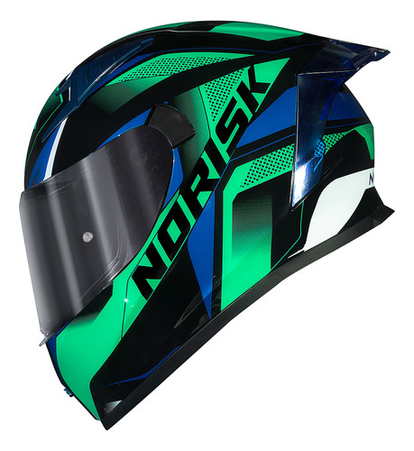 Capacete Masculino Norisk Flow Pulse Verde E Azul Lançamento