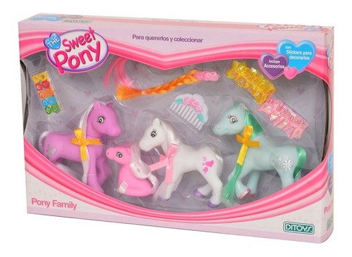 Familia The Sweet Pony Mini Con Accesorios Ditoys Original