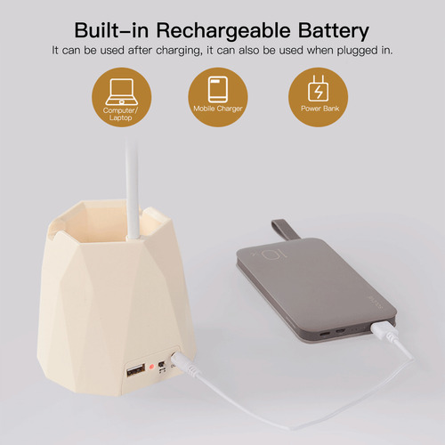 Lámpara De Mesa Led Recargable Con Soporte Para Bolígrafos C