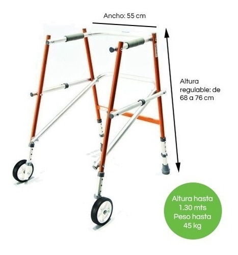 Imagen 2 de 5 de Andador Posterior Plegable Aluminio Chico Pediátrico Massuar