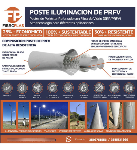 Postes Y Columnas Prfv Fibroplas - Todas Las Medidas