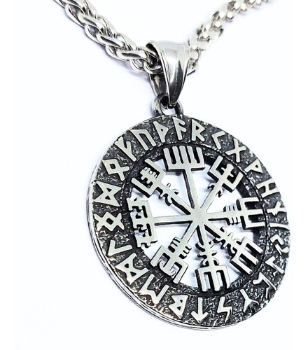 Collar Vegvisir Vikingo Titanio Amuleto Nordico