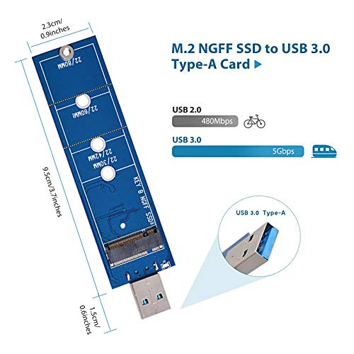 Adaptador Jesot M.2 A Usb, Lector B Key M.2 Ssd A Usb 3.0 Ca