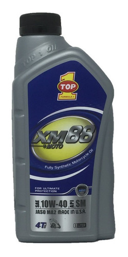 Aceite Motocicleta Top1 10w40 Xm-88 100% Sintetico 2 Lt