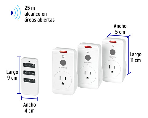 Juego De 3 Contactos Con Control Remoto Volteck 49489