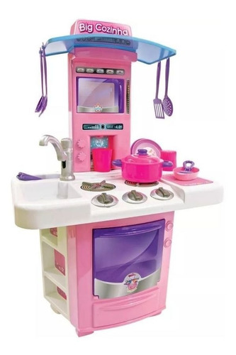 Imagem 1 de 4 de Cozinha Infantil Menina Completa Pia Fogão Forno Sai Água