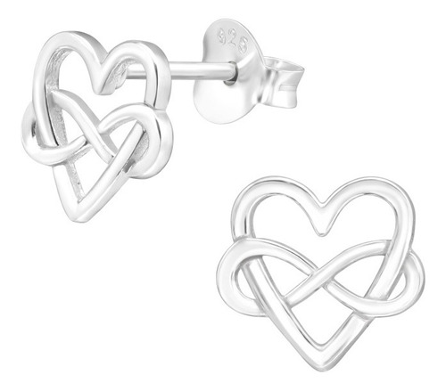 Aros Corazón Infinito Amor San Valentin Plata 925 Pendientes