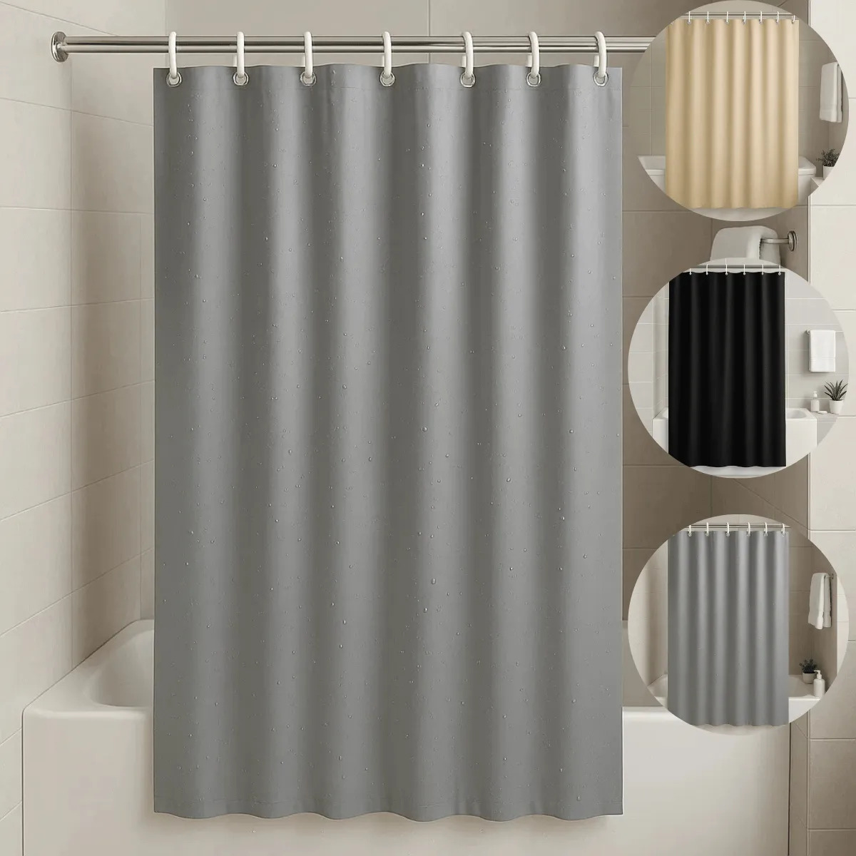 Cortina De Box Banheiro Antimofo Plastico Grosso 138x198cm Cinza