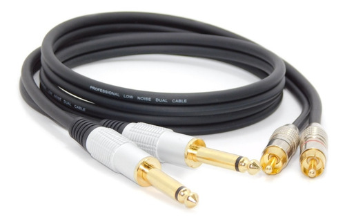 Imagen 3 de 3 de Cable Audio 2 Plug 6,5 Mono A 2 Rca Macho Metalico 1mts Hamc