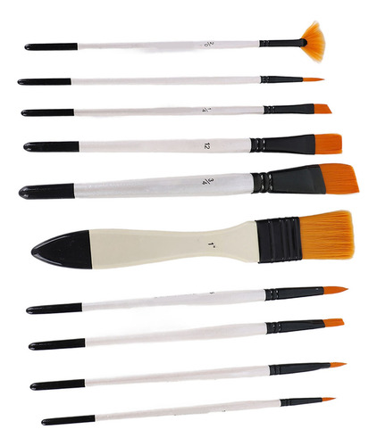 10 Brochas Para Pintura Al Óleo, Varilla Blanca, Lana De Nai