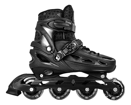 Patins Infantil Preto Ajustável Com Rodas De Gel C/ Led 34-37 6.8 Cm Preto