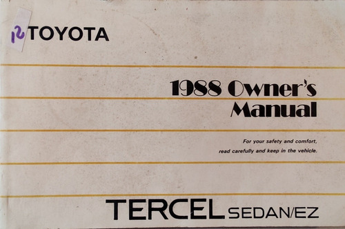 Manual Toyota Tercel Sedan 1988 --en Ingles (aa167 (Usado)