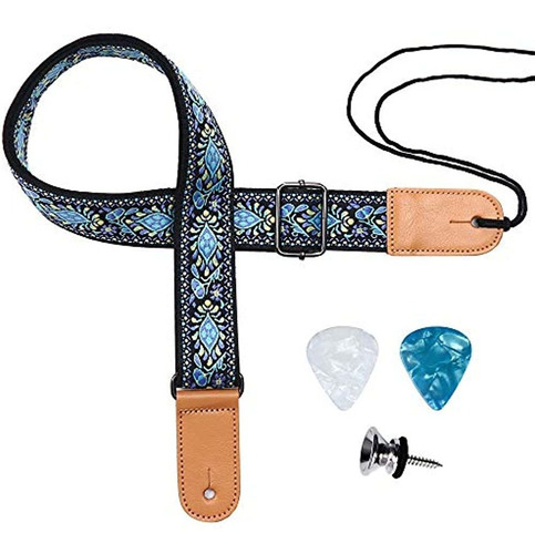 Correa De Ukelele, Eyeshot Hawaiian Jacquard Blue Flower Uke