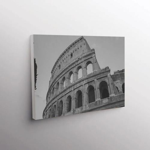 Cuadro Coliseo Italia Roma B&n 40x30cm Lienzo - Canvas