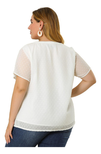 Blusa Talla Grande Tops Lunares Camisa De Cuello Con Muescas