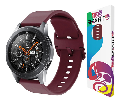 Pulseira De Silicone 22mm 123-022m Marca 123smart Compativel Com Samsung Galaxy Watch 46mm R800 Gear S3 Classic Frontier Galaxy Watch 3 45mm Gear 2 Hitwear Psw02pm Gt 2 Gt 3 Gt 4 46mm - Cor Vinho