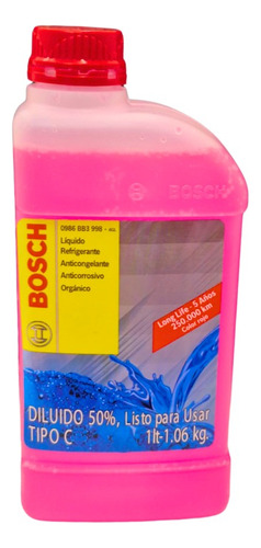 Liquido Refrigerante Bosch Org Rojo Vw / Gm / Renault / Fiat