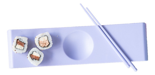 Plato Y Palitos De Sushi Lila Pastel De 36 X 10cm