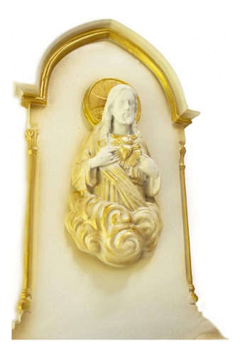 Imagem 3 de 5 de Pia De Água Benta Gótica Sagrado Coração De Jesus Bege