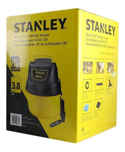Aspiradora Portátil Stanley 12 Volt Seco Mojado 3.8 Litros
