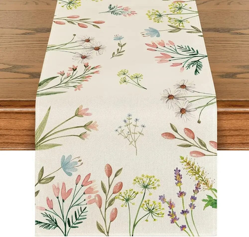 Camino De Mesa Con Flores Para Verano, Primavera Y Otoño