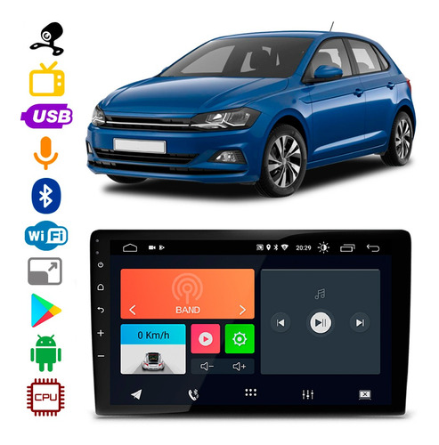 Mp5 Vw Polo 2018 A 2021 9 Pol Bt Fm Android Baixa App Câmera