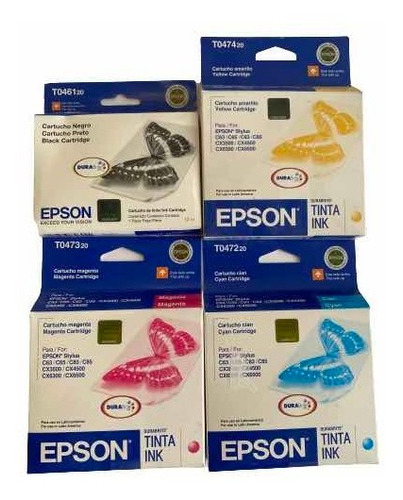 Paq 4 Pzas Cartucho Original Epson T0472/t461/ T0473 / T0474