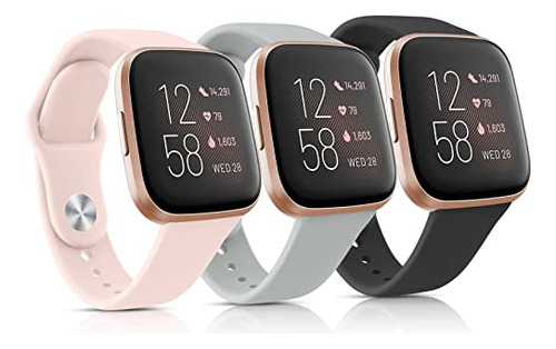 3 Pack Silicone Bands Compatible With Fitbit Versa 2 Ba...