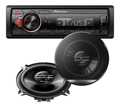 Combo Stereo Pioneer 215 295 Bluetooth + Parlantes 5 5.25