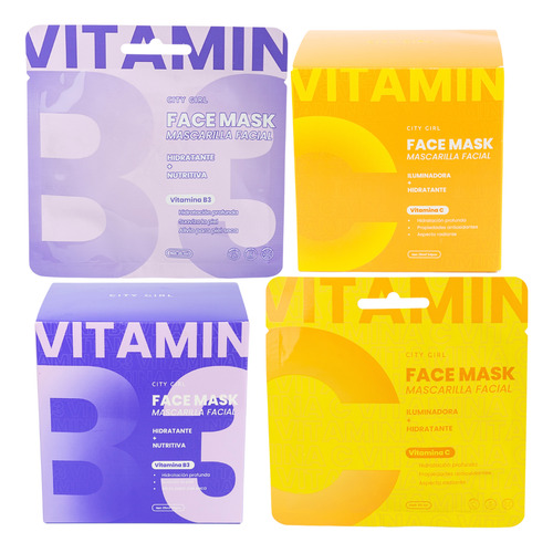 Mascarilla Facial De Vitamina C B3 City Girl Hidrata Suaviza Tipo De Piel Normal