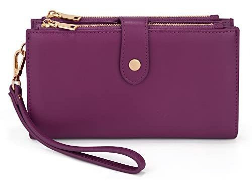 Cartera De Gran Capacidad Diseño Moderno Color Morado