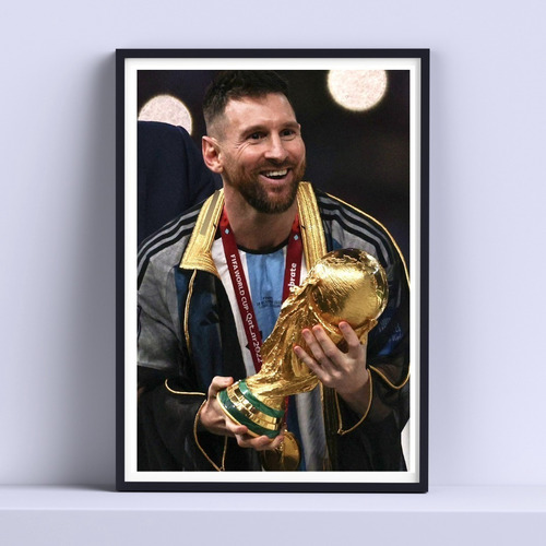 Cuadro Decorativo Messi Campeon Del Mundo 30 X 40 Cm