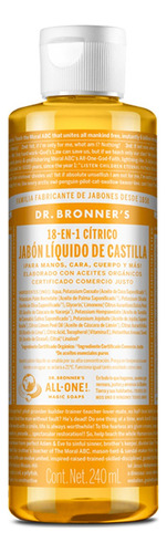 Jabón Liquido De Castilla Dr Bronner's Aroma Citricos 240 Ml