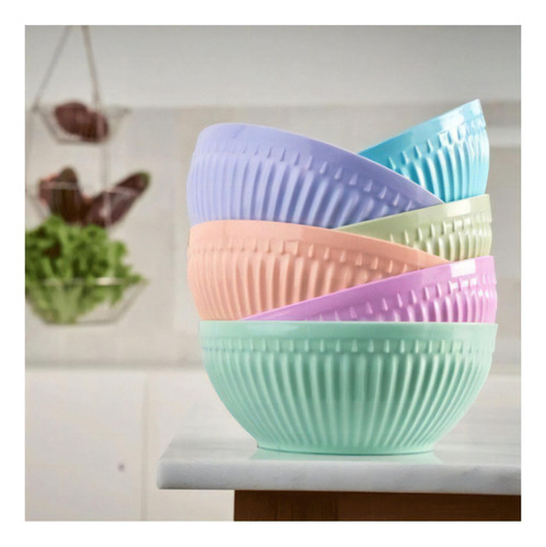 Ensaladera Frutera Plastico Bowl Compotera Colores Pastel X4