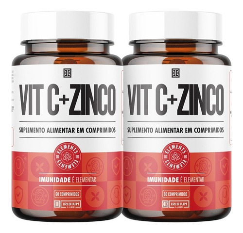 Kit 2x Vitamina C 1.000mg + Zinco - Iridium Elements Sabor Sem Sabor