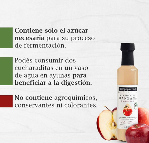 Vinagre De Manzana Orgánico Pampa Gourmet 250ml La Madre