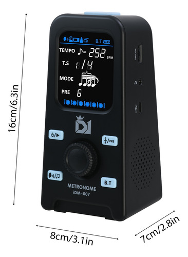 Metrônomo Recarregável Metronomes Drum Dk Guitar Lcd