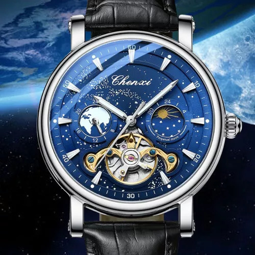 Relojes De Piel Chenxi 8872c Tourbillon Moon Phase